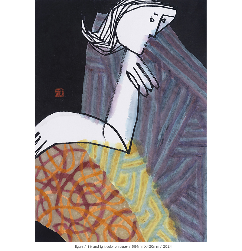 Jang Byeong Eun · Eastbrush · 张炳彥 · figure · ink_and_light_color_on_paper · 594mm_x_420mm · 2024